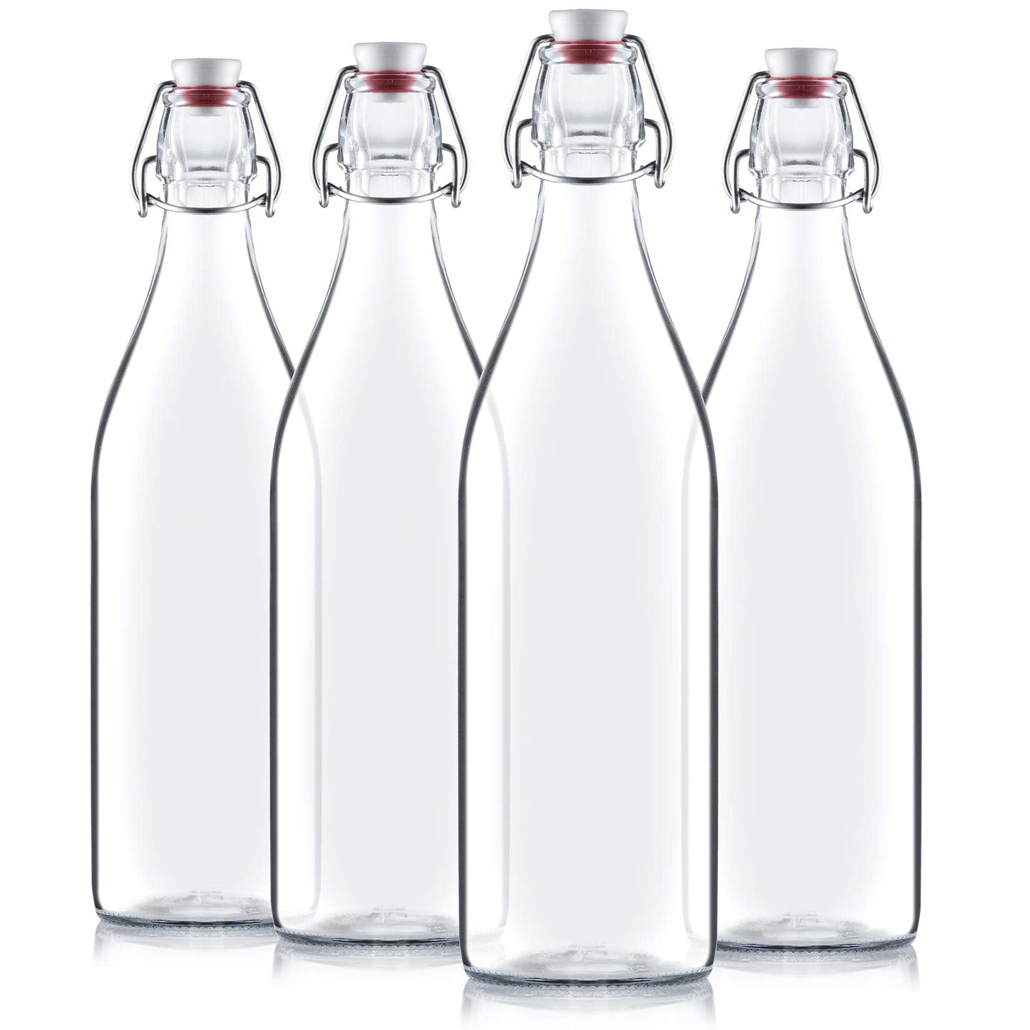 Bormioli Rocco: Round Base Giara Glass Bottles with Grolsch Flip Top and Stopper (1 Liter) - The Tribalist