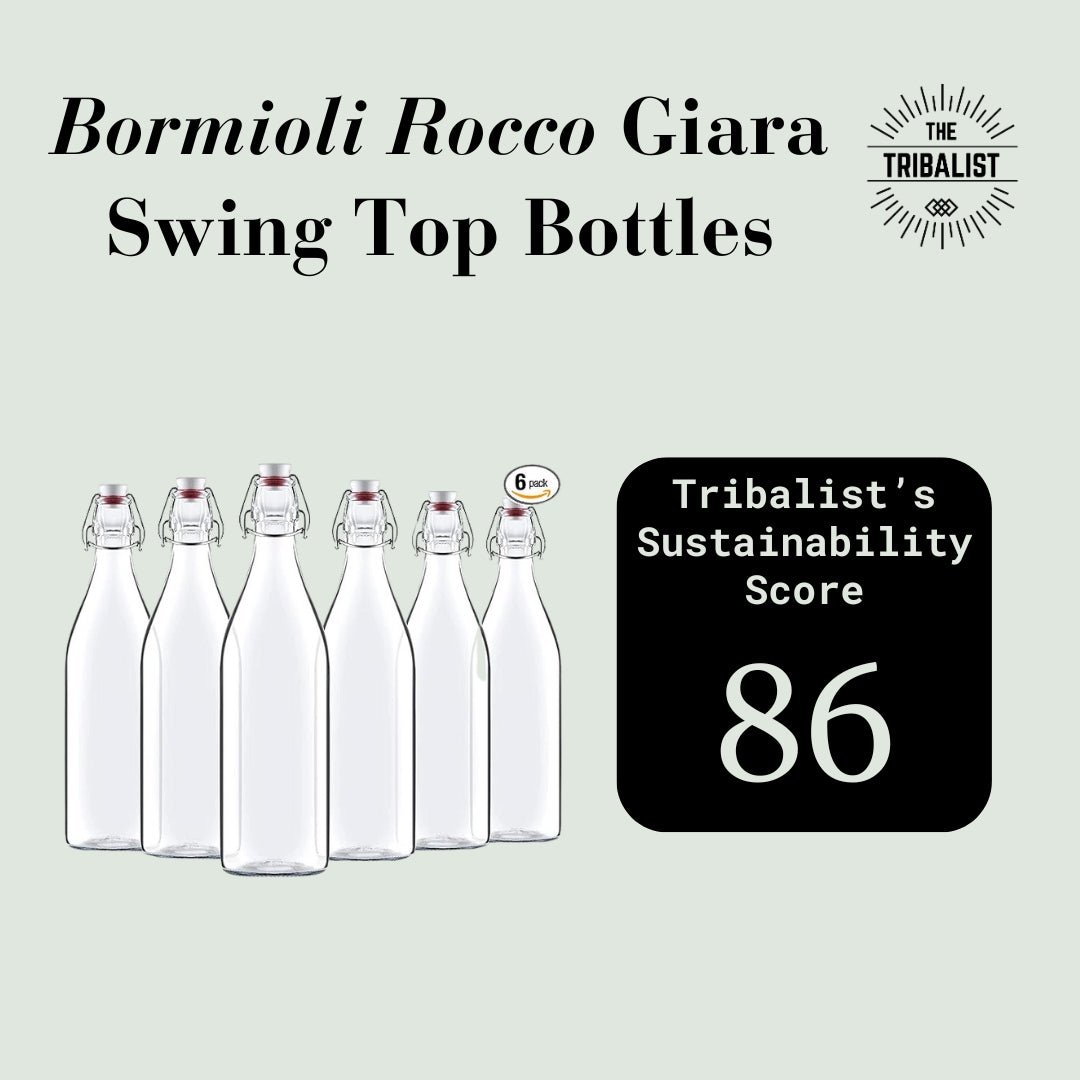 Bormioli Rocco: Round Base Giara Glass Bottles with Grolsch Flip Top and Stopper (1 Liter) - The Tribalist