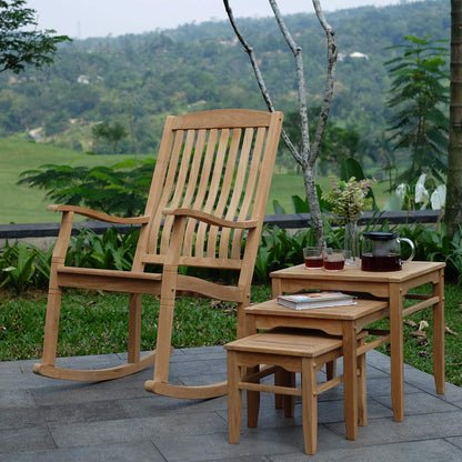 Cambridge Casual: Arie Teak Rocking Chair – Natural Finish, Weather - Resistant, Perfect for Patio & Porch - The Tribalist