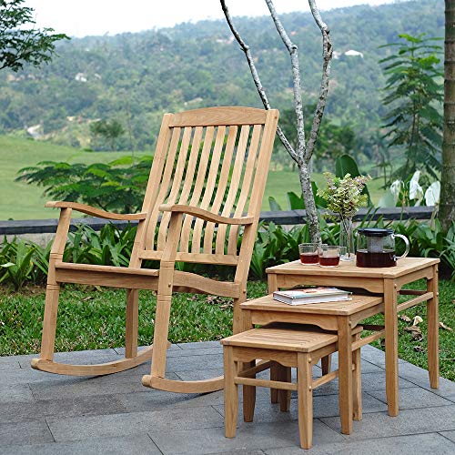 Cambridge Casual: Arie Teak Rocking Chair – Natural Finish, Weather - Resistant, Perfect for Patio & Porch - The Tribalist