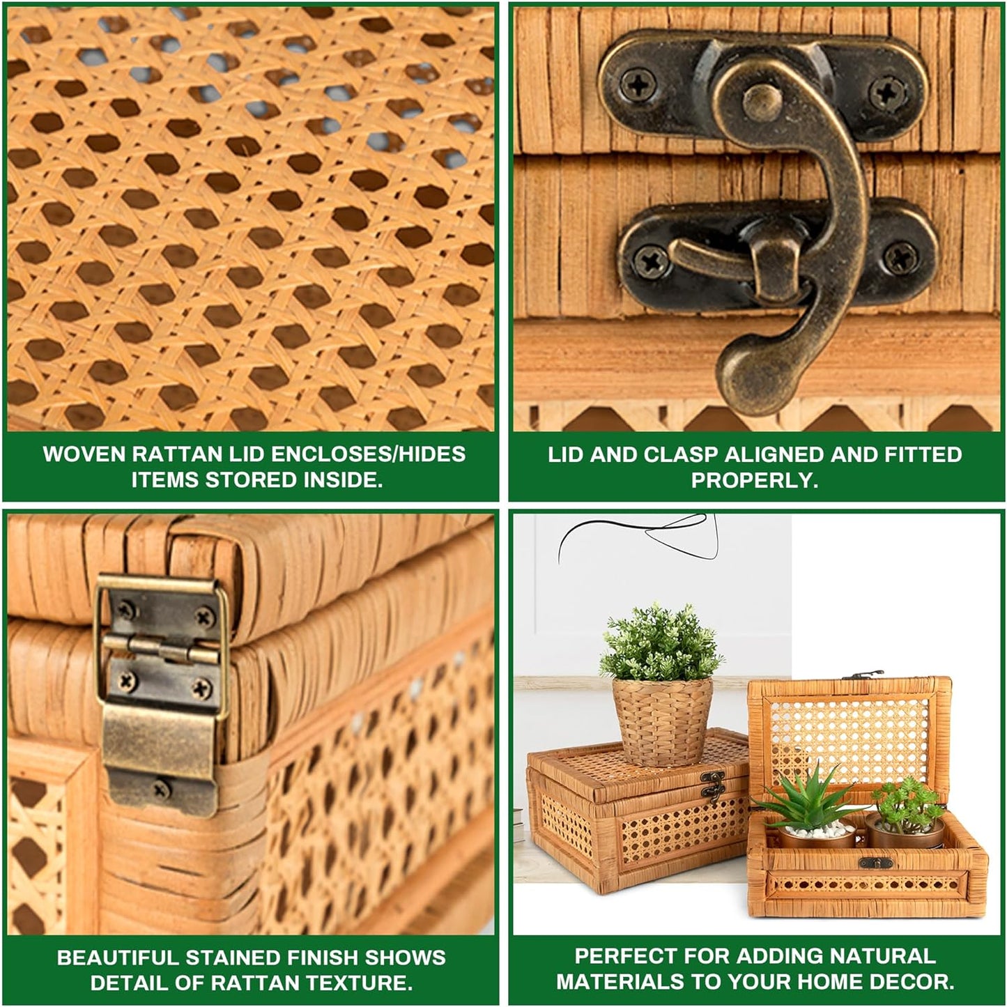 The Tribalist - Casallura: Stackable Handcrafted Rattan and Cane Rectangular Display Boxes (Set of 2)