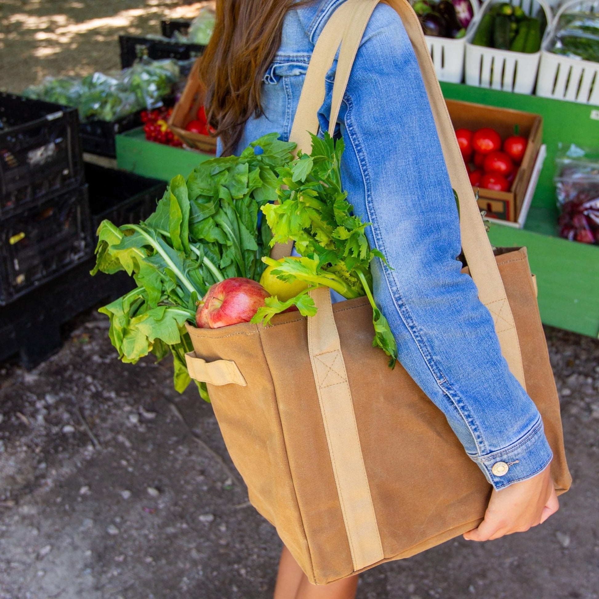 The Tribalist - COLONY Co: Handmade Reusable Waxed Canvas Long Strap Tote Bag