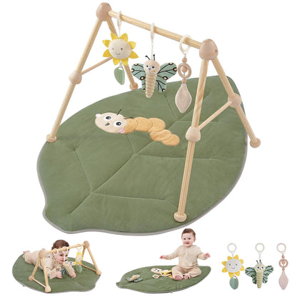 Cottonbee: 4 - in - 1 Organic Wooden Baby Gym with Cotton Play Mat & Sensory Toys for 0 - 36 Months - The Tribalist