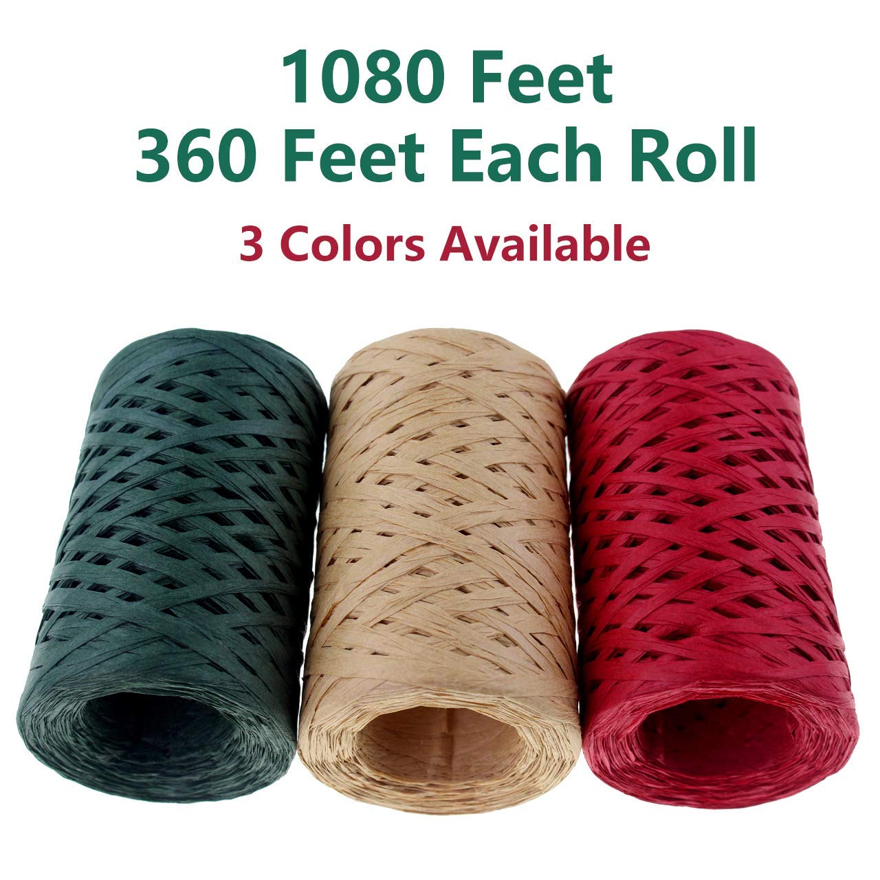 CREATRILL: Matte Paper Raffia Ribbon – 1080 Feet Eco - Friendly Christmas Crafting & Gift Wrap (3 Rolls) - The Tribalist