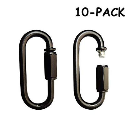 The Tribalist - 10- Pack Heavy Duty D Shape Chain Locking M4 4MM Chain Quick Link Connector (Black)