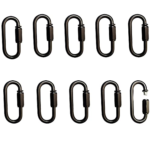 The Tribalist - 10- Pack Heavy Duty D Shape Chain Locking M4 4MM Chain Quick Link Connector (Black)