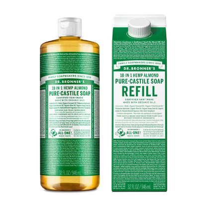 Dr. Bronner’s: Baby Pure - Castile Liquid Soap & Refill Carton – 32 oz, Made with Regenerative Organic Oils - The Tribalist