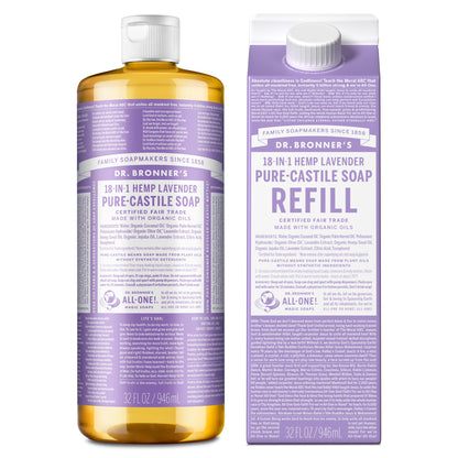 Dr. Bronner’s: Baby Pure - Castile Liquid Soap & Refill Carton – 32 oz, Made with Regenerative Organic Oils - The Tribalist