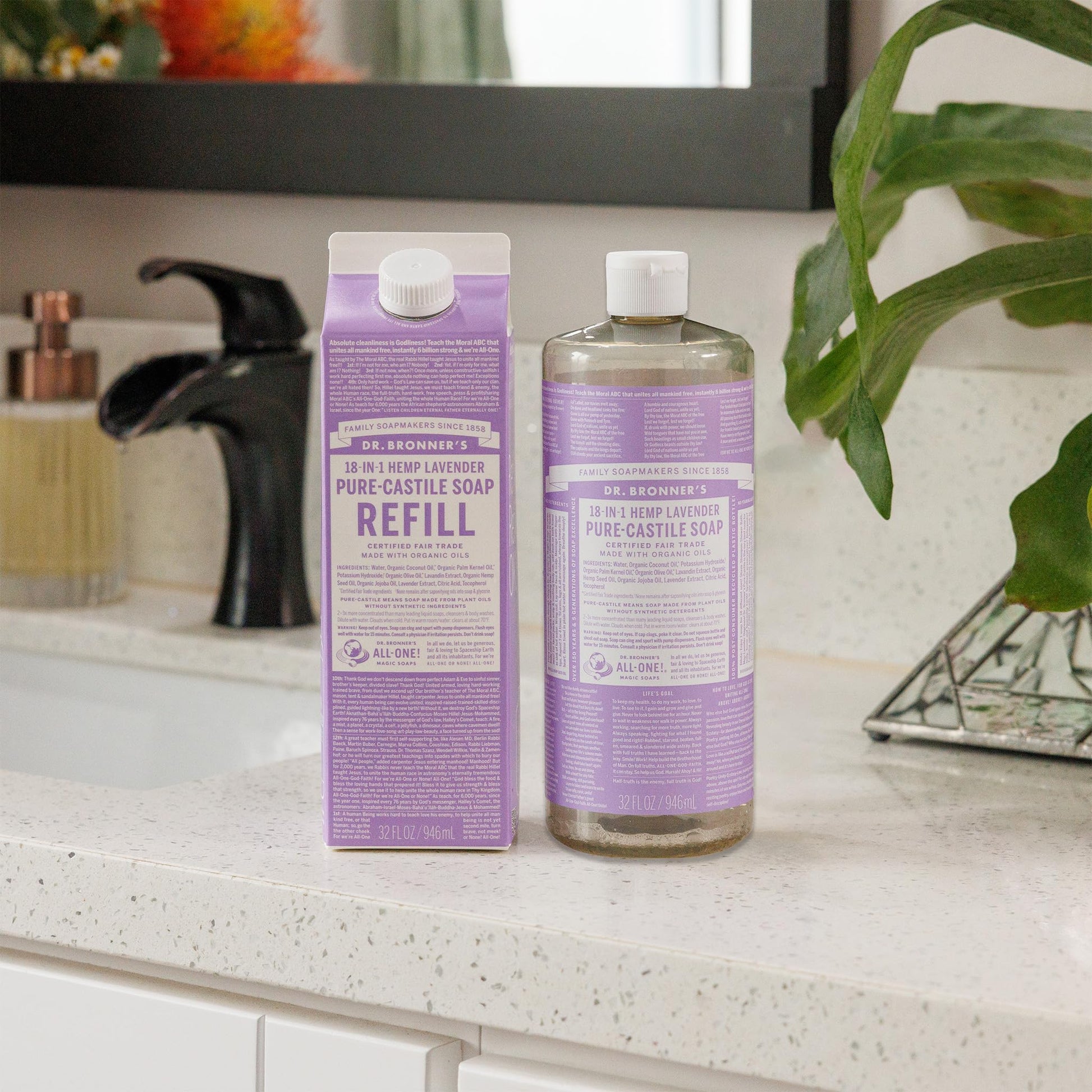 Dr. Bronner’s: Baby Pure - Castile Liquid Soap & Refill Carton – 32 oz, Made with Regenerative Organic Oils - The Tribalist