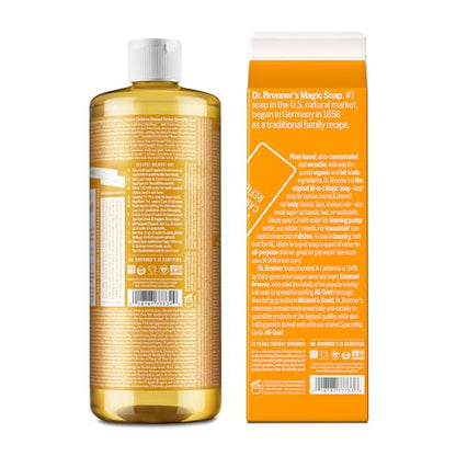 Dr. Bronner’s: Baby Pure - Castile Liquid Soap & Refill Carton – 32 oz, Made with Regenerative Organic Oils - The Tribalist