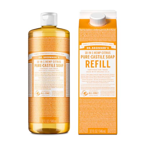 Dr. Bronner’s: Baby Pure - Castile Liquid Soap & Refill Carton – 32 oz, Made with Regenerative Organic Oils - The Tribalist