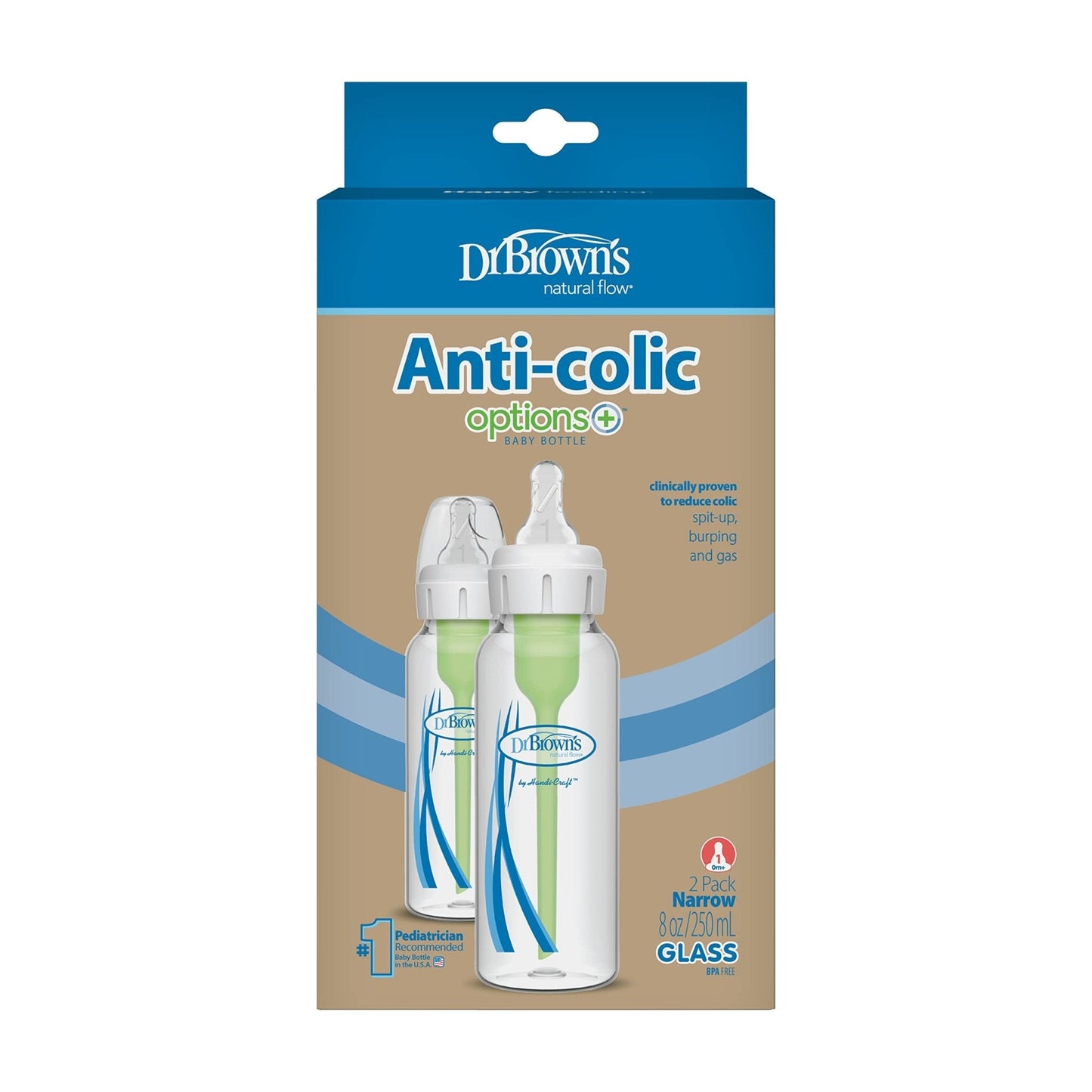 Dr. Brown's: Natural Flow Anti-Colic Options+ Narrow Glass Baby Bottle (0m+) - The Tribalist