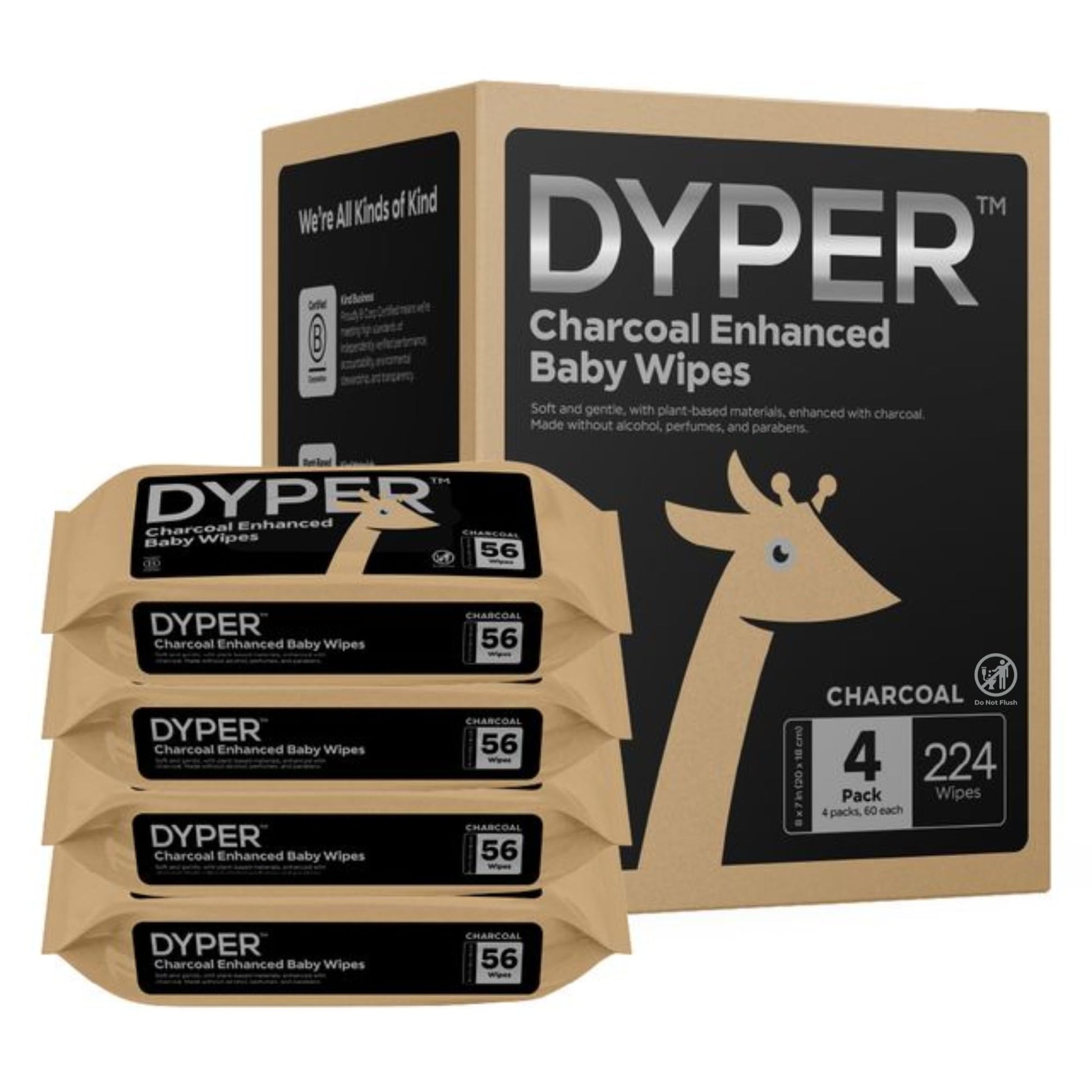 The Tribalist - DYPER: Charcoal-Enhanced Baby Wipes with 100% Plant-Based Unscented Formula