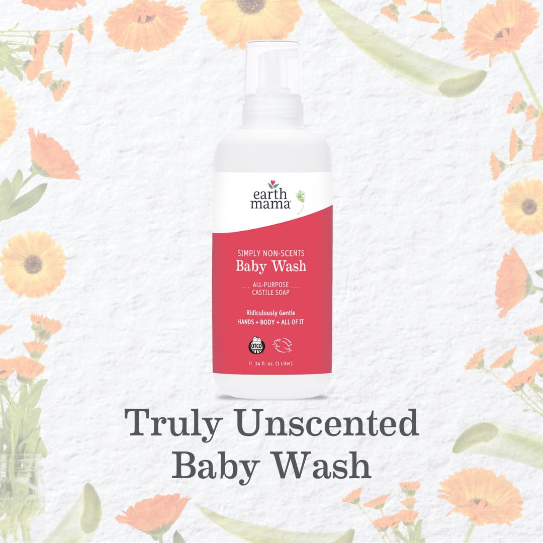 The Tribalist Earth Mama Simply Non-Scents Baby Wash Foaming Hand Soap, Organic All-Purpose Body Wash for Sensitive Skin