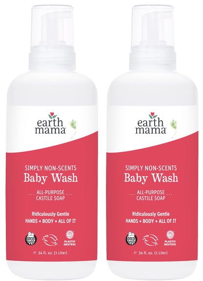 The Tribalist Earth Mama Simply Non-Scents Baby Wash Foaming Hand Soap, Organic All-Purpose Body Wash for Sensitive Skin