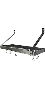 Enclume: Premier Corner Pot Rack, Hammered Steel (Small 12 - Inch Corner) - The Tribalist