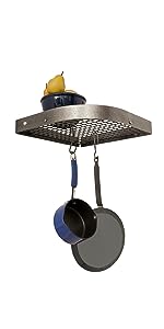 Enclume: Premier Corner Pot Rack, Hammered Steel (Small 12 - Inch Corner) - The Tribalist