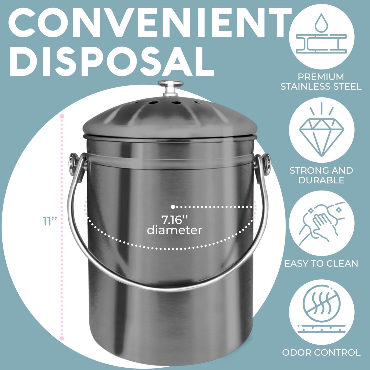 EPICA: Countertop Compost Bin Kitchen (1.3 Gallon) - The Tribalist