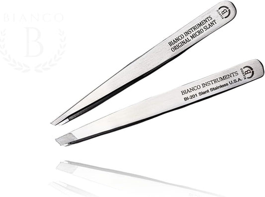 The Tribalist - Generic: Slant and Micro Slant Tweezer Bundle by Bianco Instruments in Stainless Steel