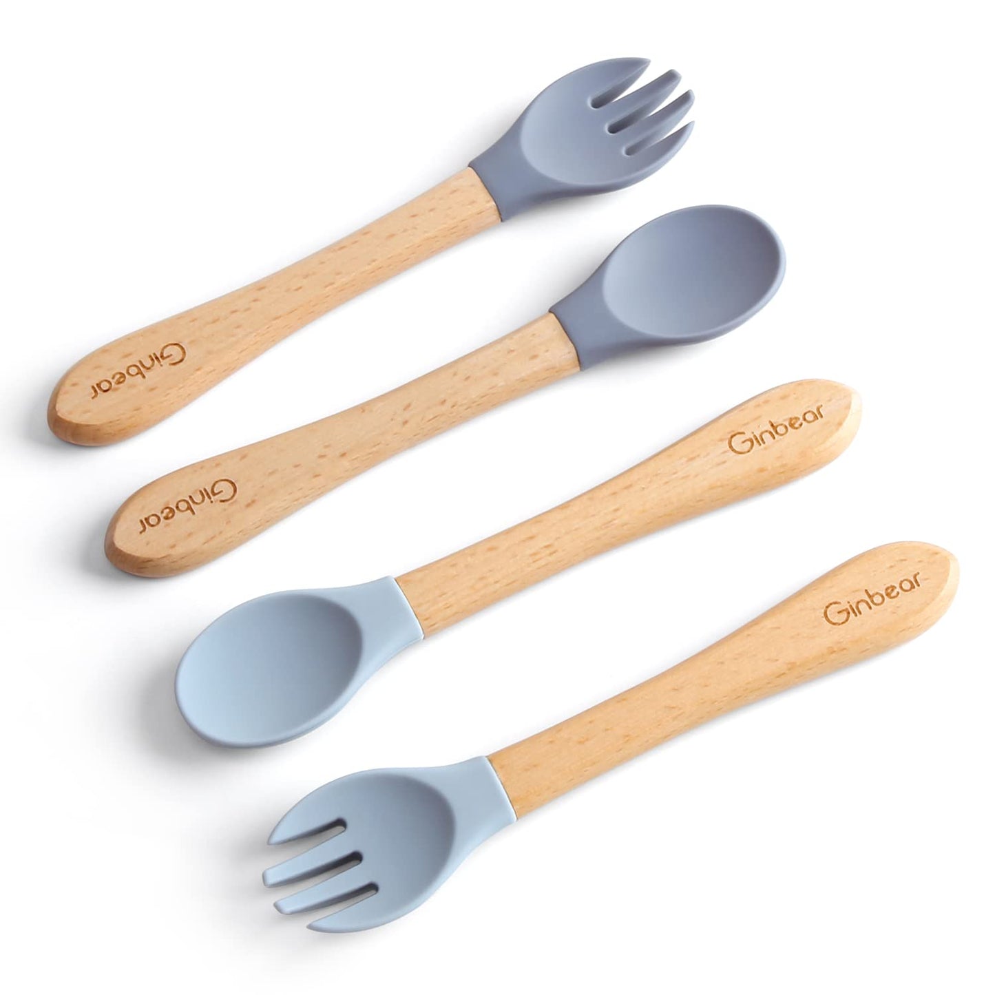 The Tribalist - Ginbear: Silicone Baby Spoon and Fork Set for Kids 6+ Months