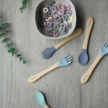 The Tribalist - Ginbear: Silicone Baby Spoon and Fork Set for Kids 6+ Months