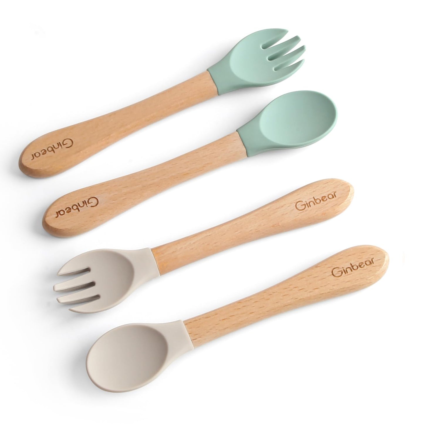 The Tribalist - Ginbear: Silicone Baby Spoon and Fork Set for Kids 6+ Months