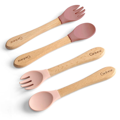 The Tribalist - Ginbear: Silicone Baby Spoon and Fork Set for Kids 6+ Months