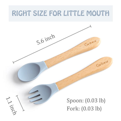 The Tribalist - Ginbear: Silicone Baby Spoon and Fork Set for Kids 6+ Months