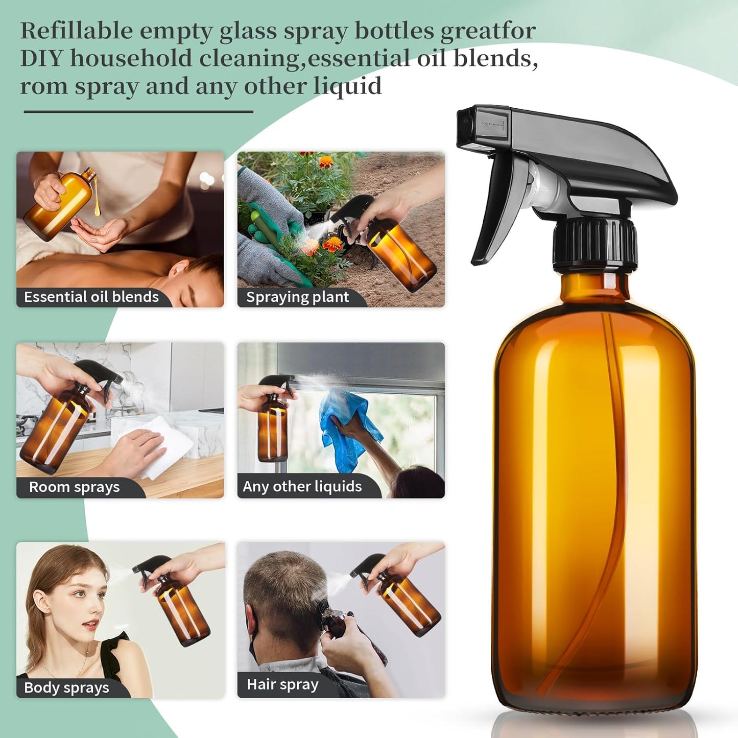 GIVAMEIHF: Amber Glass Spray Bottles - 2 Pack, 16 oz - The Tribalist