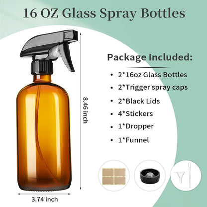 GIVAMEIHF: Amber Glass Spray Bottles - 2 Pack, 16 oz - The Tribalist