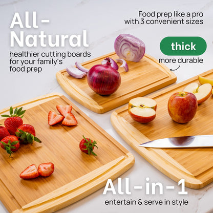 GREENER CHEF: Organic Bamboo Cutting Board with Lifetime Replacements (Set of 3) - The Tribalist