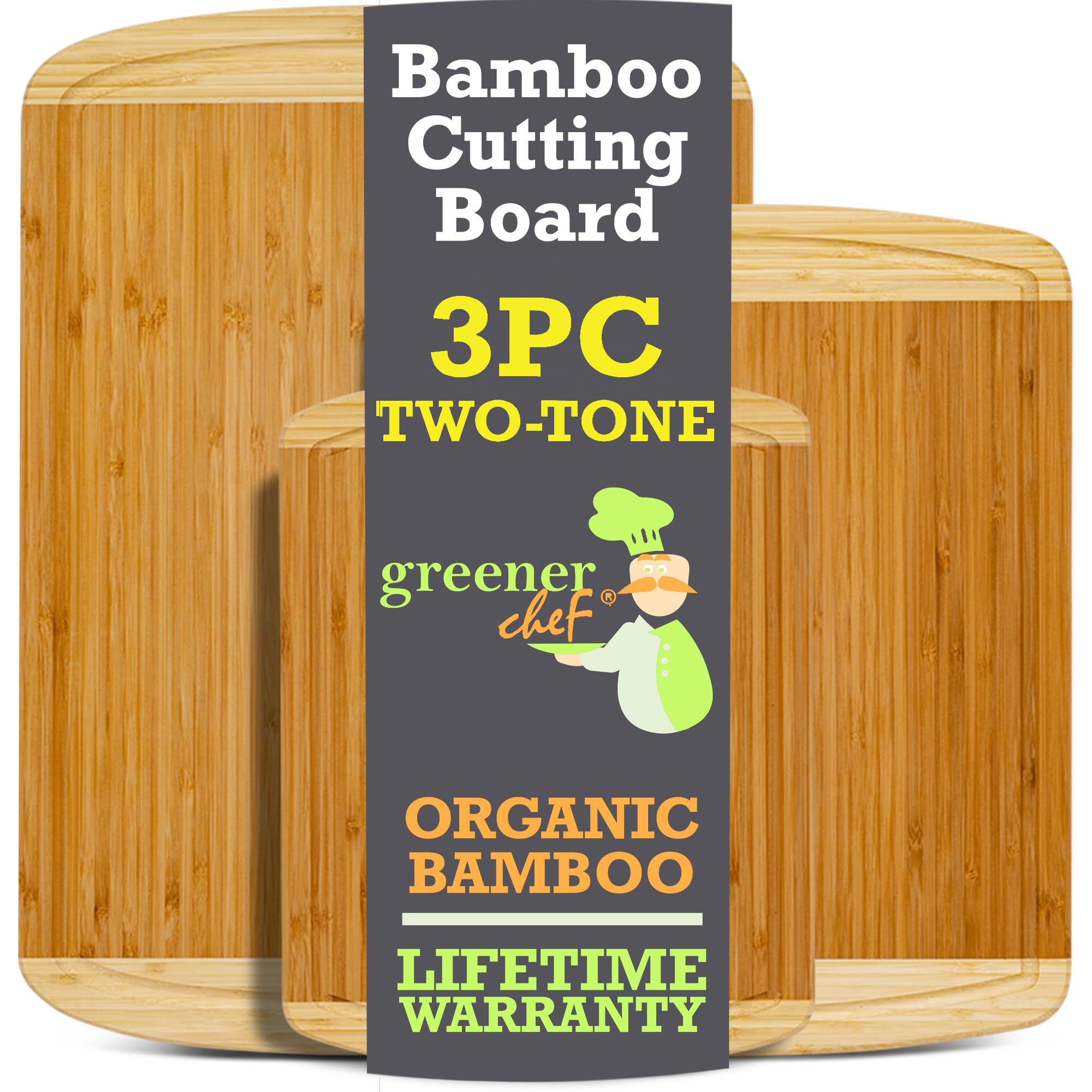 GREENER CHEF: Organic Bamboo Cutting Board with Lifetime Replacements (Set of 3) - The Tribalist