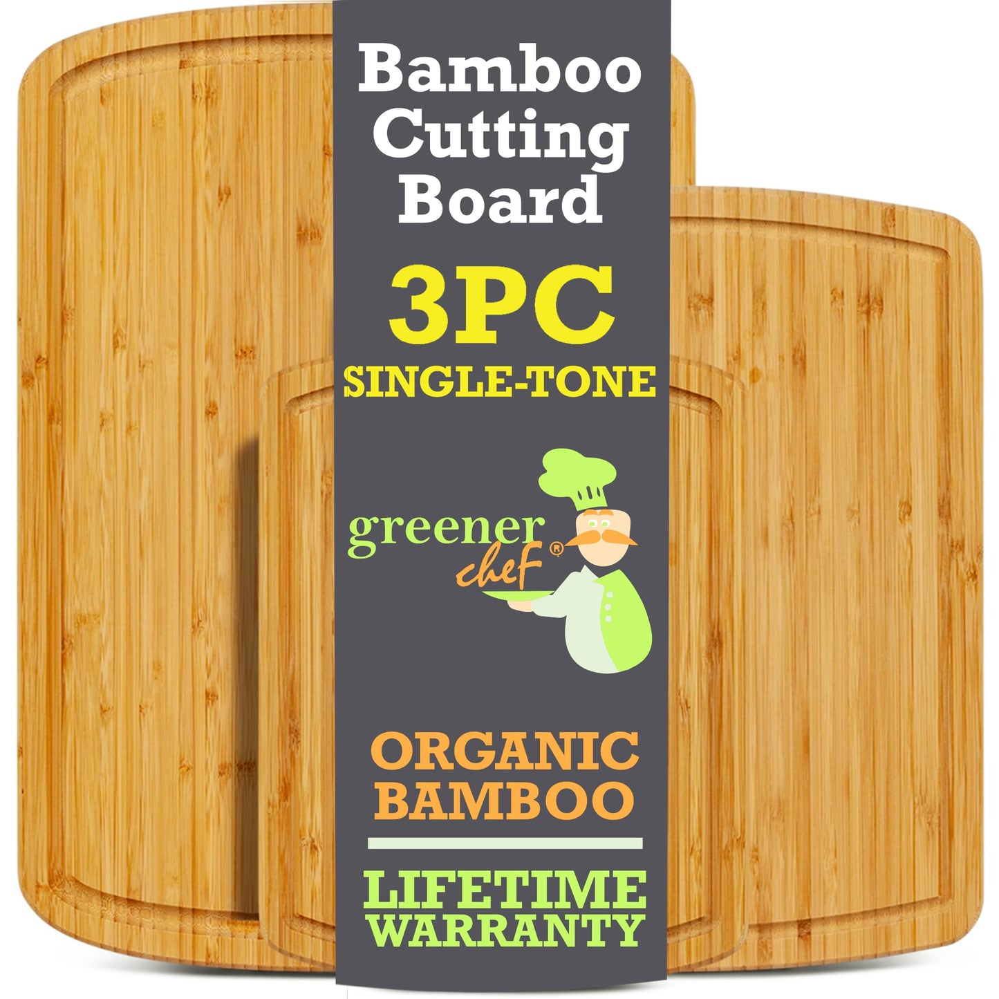 GREENER CHEF: Organic Bamboo Cutting Board with Lifetime Replacements (Set of 3) - The Tribalist