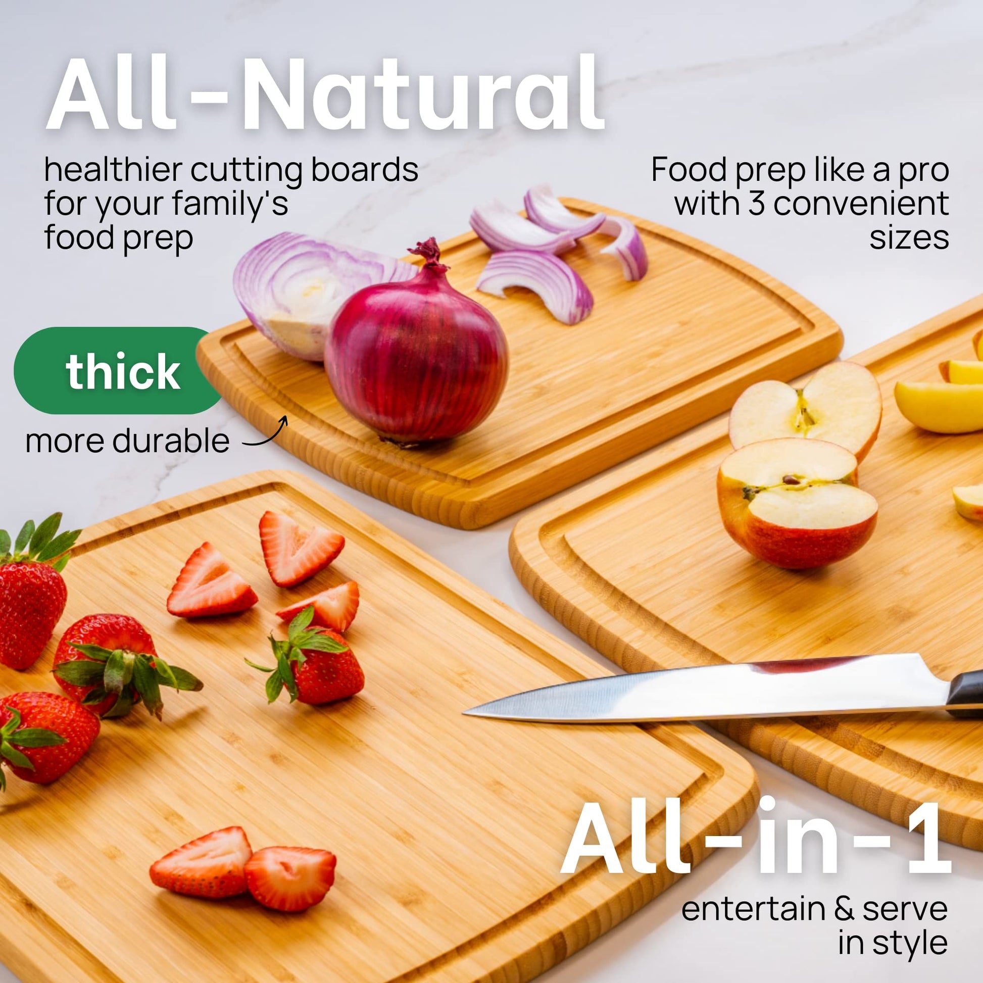 GREENER CHEF: Organic Bamboo Cutting Board with Lifetime Replacements (Set of 3) - The Tribalist