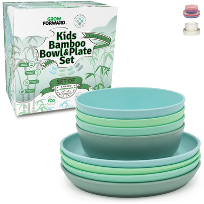 The Tribalist - Grow Forward: Kids Bamboo Bowl and Plate Set B08CSKBQVC