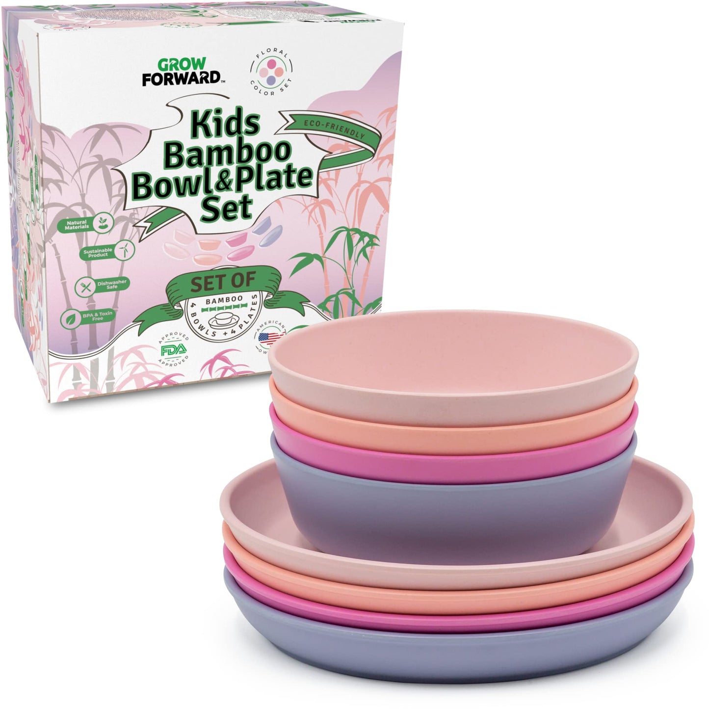 The Tribalist - Grow Forward: Kids Bamboo Bowl and Plate Set B08MWVS7T7