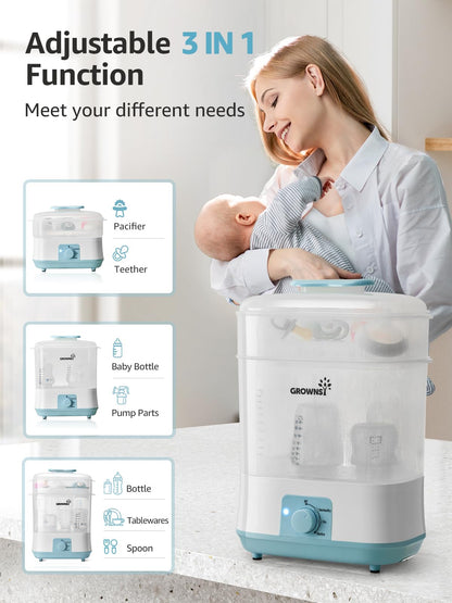 GROWNSY: Electric Baby Bottle Sterilizer & Dryer – Steam Sanitizer for Bottles, Pacifiers, & Pump Parts - The Tribalist