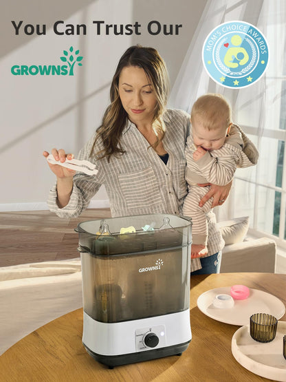 GROWNSY: Electric Baby Bottle Sterilizer & Dryer – Steam Sanitizer for Bottles, Pacifiers, & Pump Parts - The Tribalist