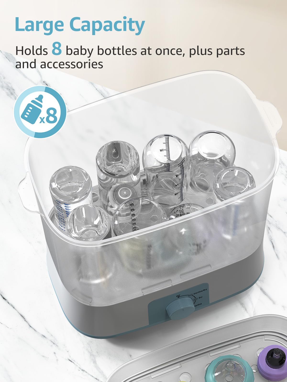 GROWNSY: Electric Baby Bottle Sterilizer & Dryer – Steam Sanitizer for Bottles, Pacifiers, & Pump Parts - The Tribalist