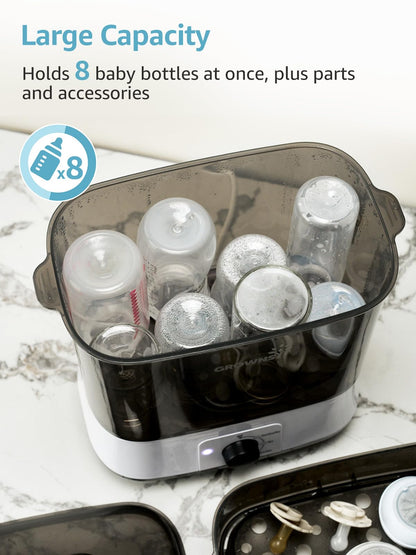 GROWNSY: Electric Baby Bottle Sterilizer & Dryer – Steam Sanitizer for Bottles, Pacifiers, & Pump Parts - The Tribalist