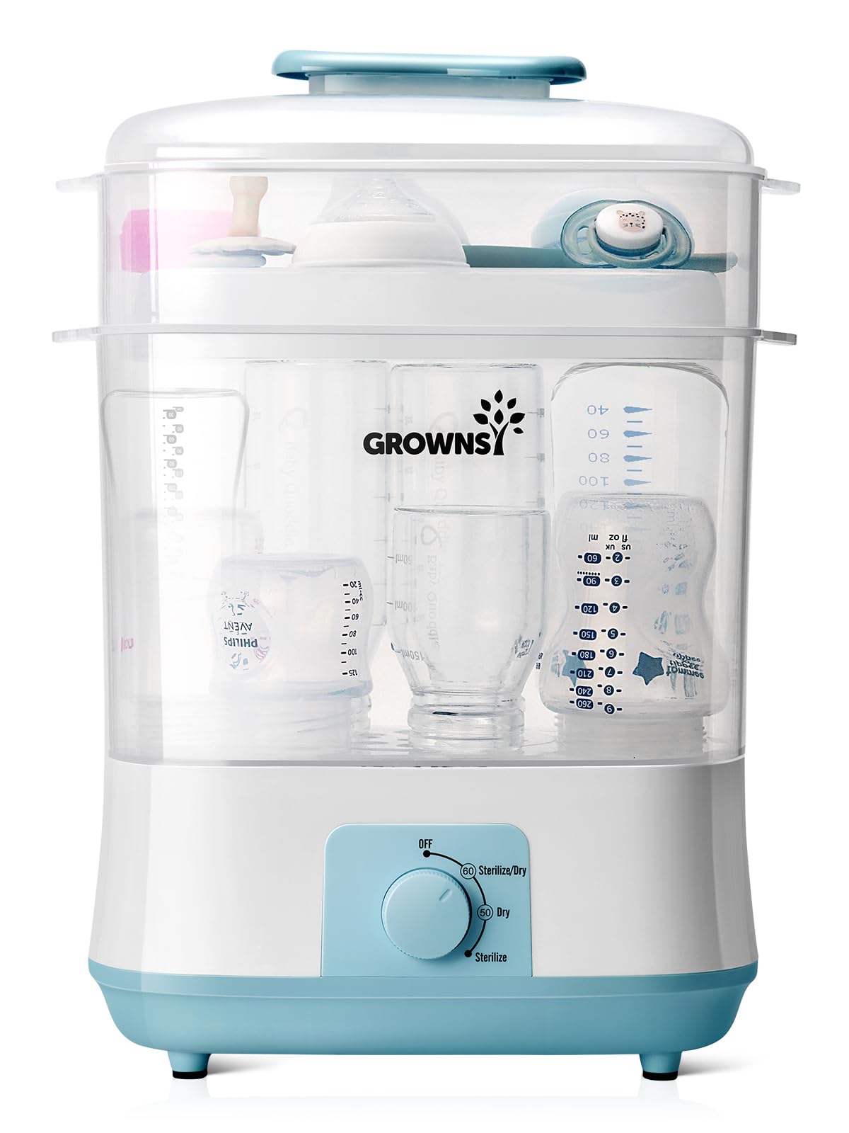 GROWNSY: Electric Baby Bottle Sterilizer & Dryer – Steam Sanitizer for Bottles, Pacifiers, & Pump Parts - The Tribalist