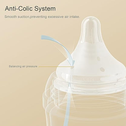 Gulicola: Natural Glass Baby Bottle Set - Anti-Colic with Slow Flow Nipple - The Tribalist