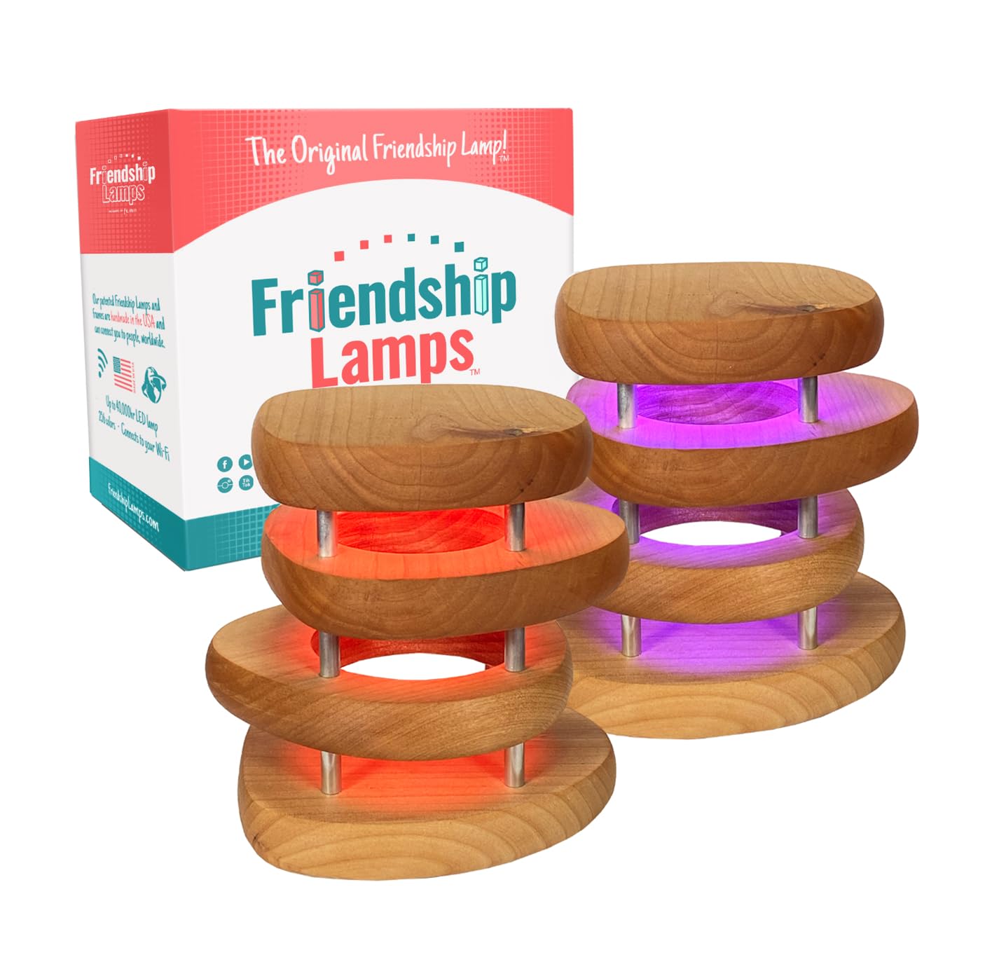 Friendship Lamp® Mid-Century Knotty Alder Wood Design Handmade in USA - Wi-Fi Touch Lamp LED Over 200 Colors - The Tribalist