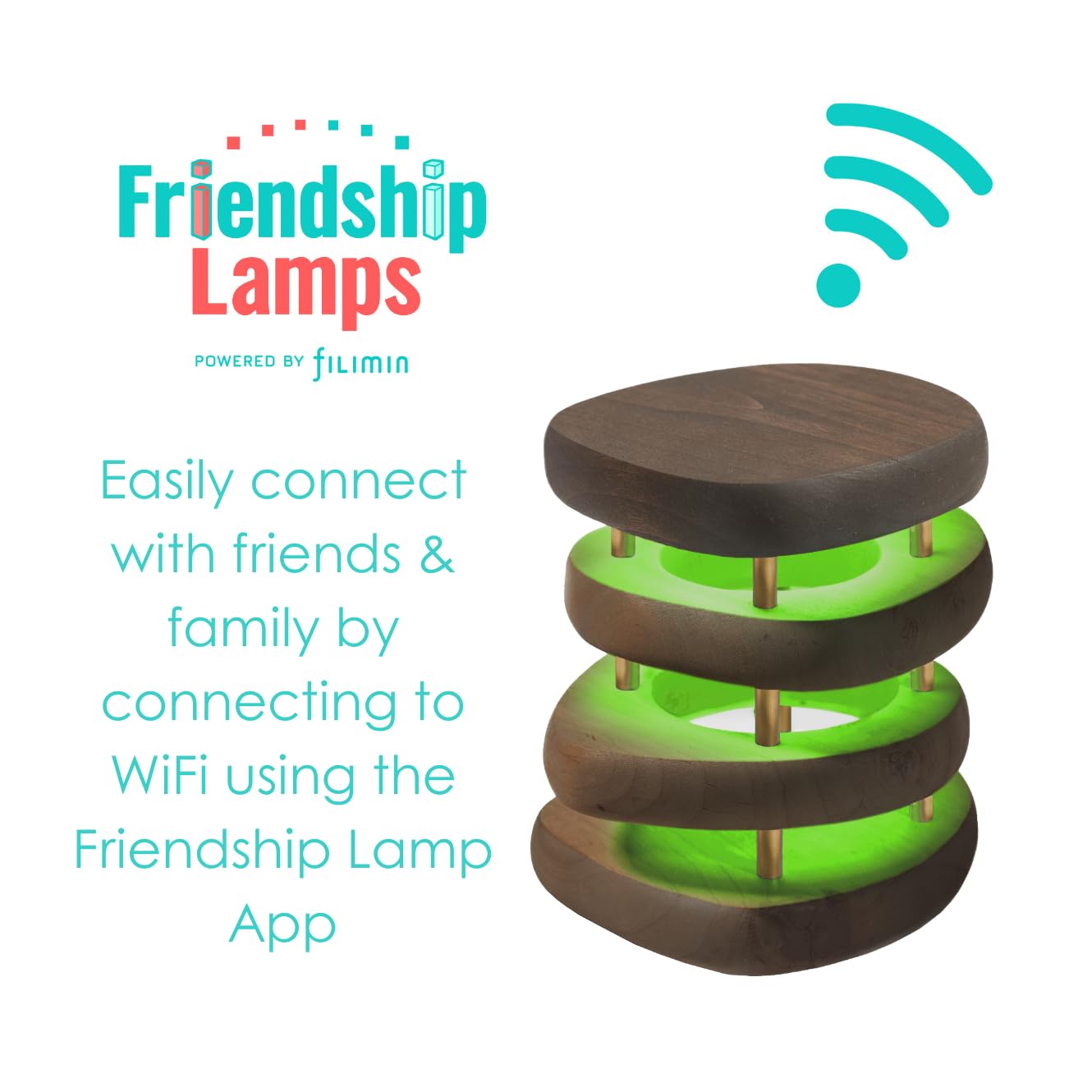 Friendship Lamp® Mid-Century Knotty Alder Wood Design Handmade in USA - Wi-Fi Touch Lamp LED Over 200 Colors - The Tribalist