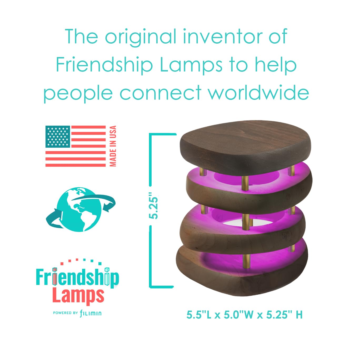 Friendship Lamp® Mid-Century Knotty Alder Wood Design Handmade in USA - Wi-Fi Touch Lamp LED Over 200 Colors - The Tribalist