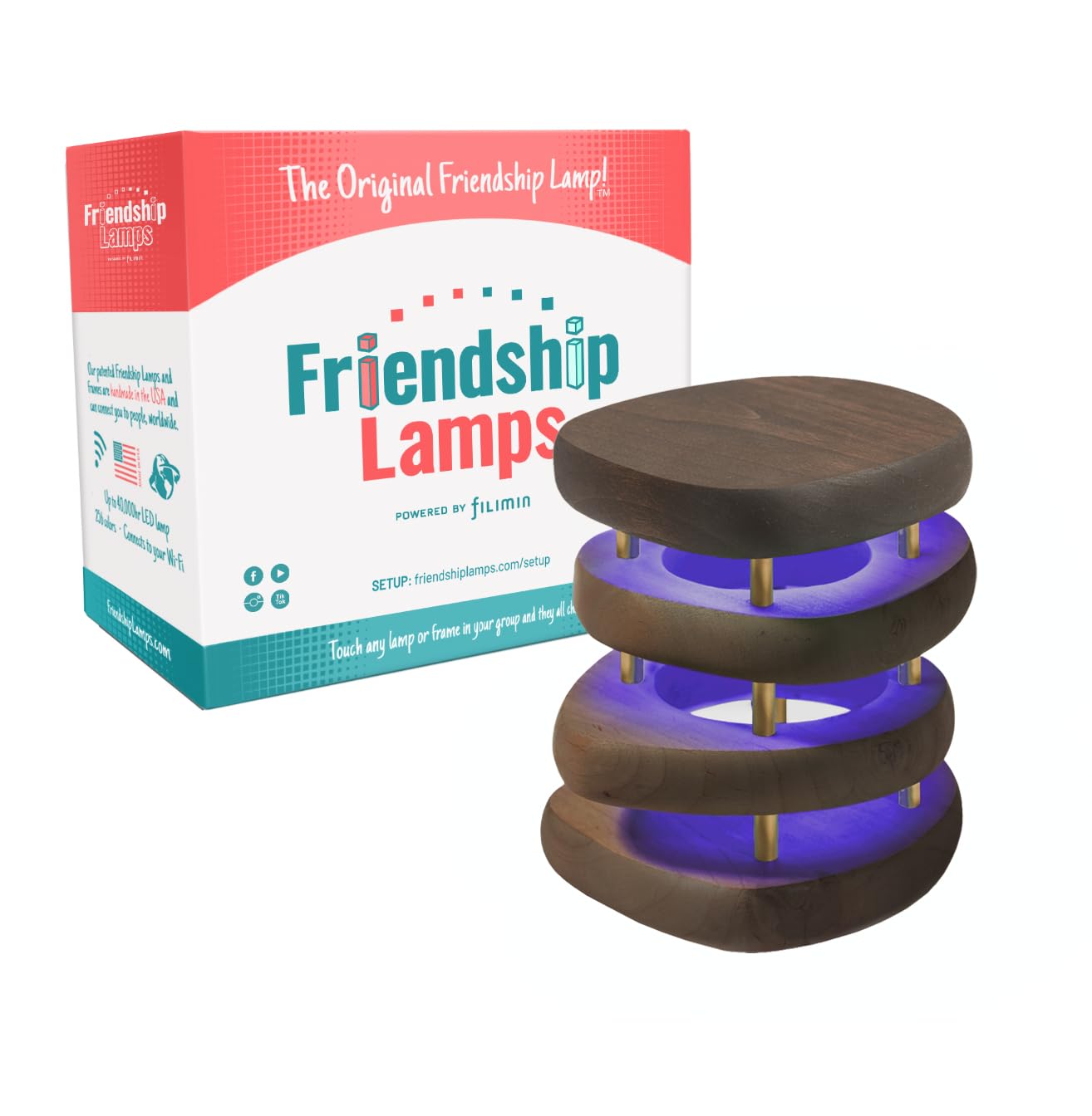 Friendship Lamp® Mid-Century Knotty Alder Wood Design Handmade in USA - Wi-Fi Touch Lamp LED Over 200 Colors - The Tribalist