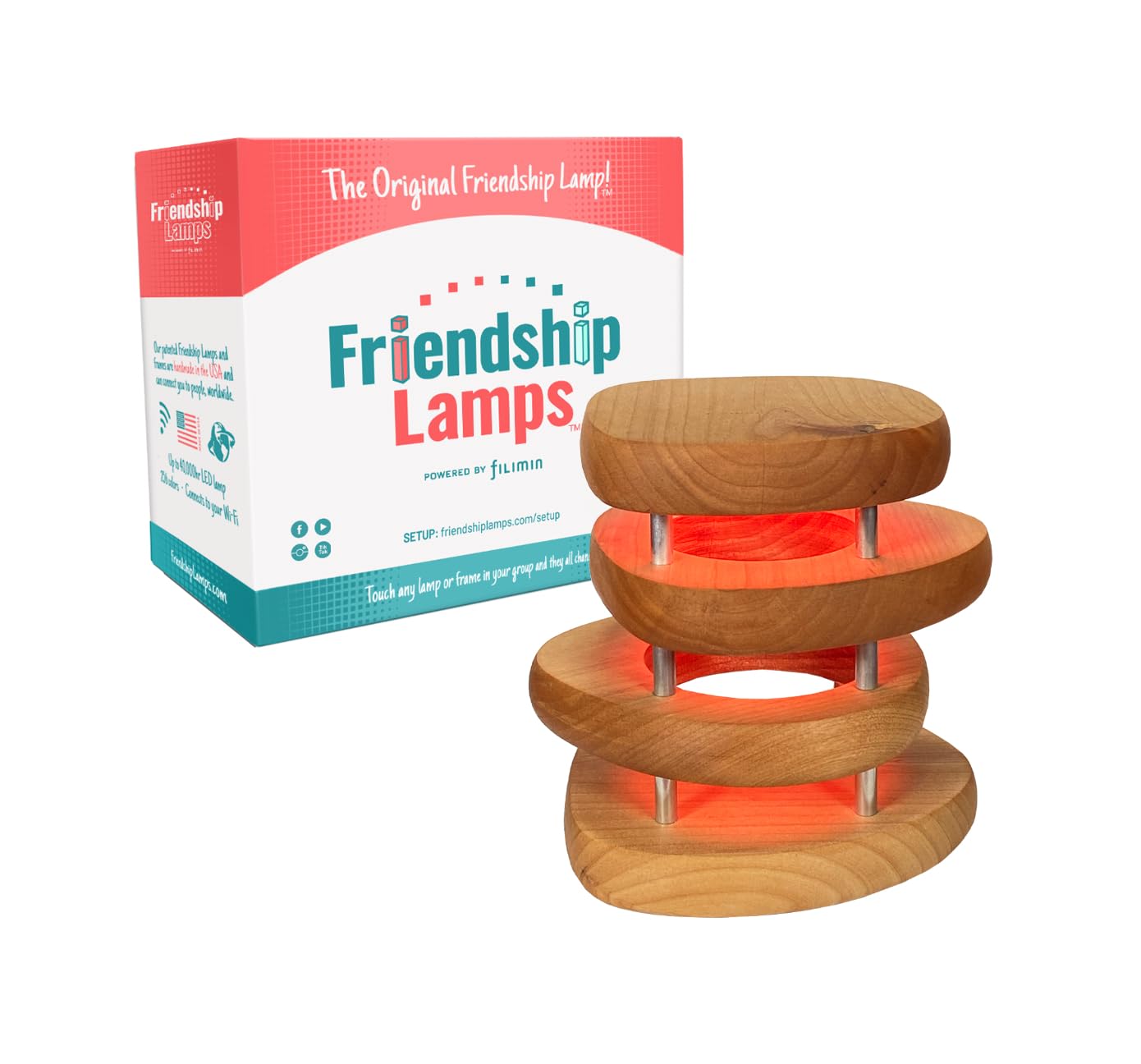 Friendship Lamp® Mid-Century Knotty Alder Wood Design Handmade in USA - Wi-Fi Touch Lamp LED Over 200 Colors - The Tribalist