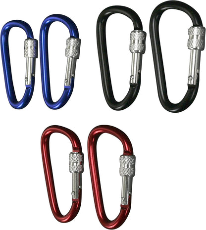 The Tribalist - Locking D-Clip Aluminum Keychain Carabiner, 3 Colors, 12-Pack