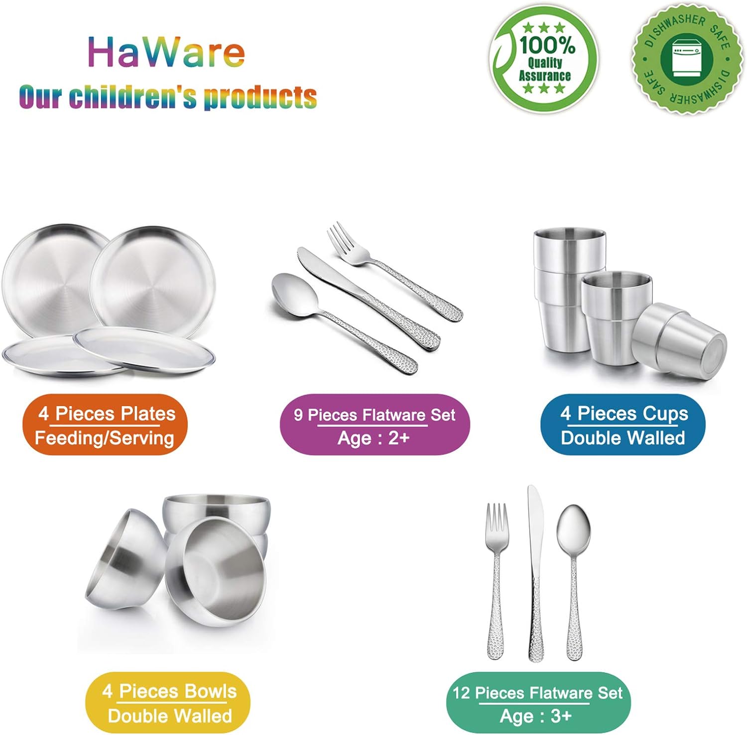 The Tribalist - HaWare HaWare: 18/8 Stainless Steel Kids Plates (Pack of 4)