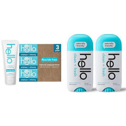 The Tribalist - Hello: Antiplaque + Whitening Fluoride Free Toothpaste, 3 pack